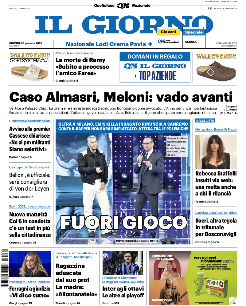 Prima-pagina-il giorno-edizione-di-oggi-20250130